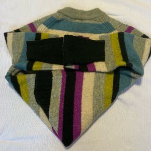 A 1 day• multi colored ribbed striped scoop poly blend sweater